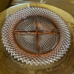 Vintage Anchor Hocking Miss America Pink Depression Glass Divided Relish Tray